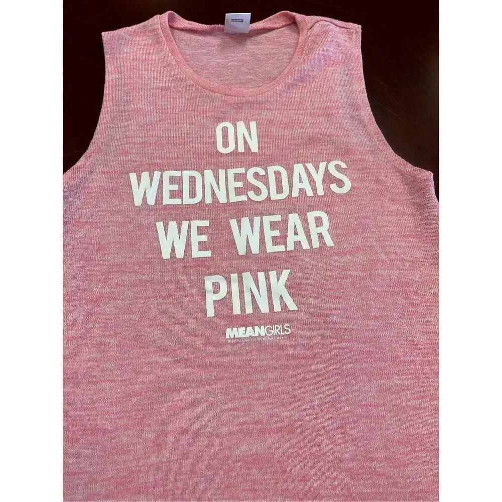 Mean Girls On Wednesdays We Wear Pink Sweater Vest sz M EUC